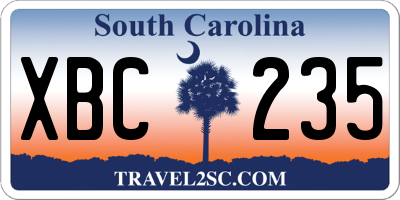 SC license plate XBC235