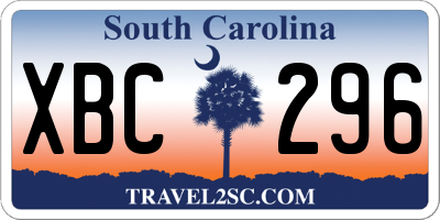 SC license plate XBC296
