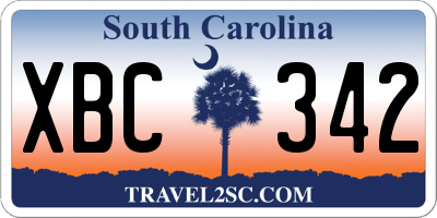 SC license plate XBC342