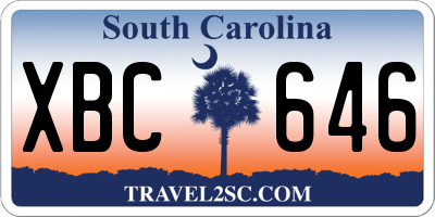SC license plate XBC646