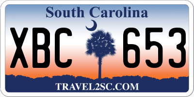 SC license plate XBC653