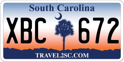 SC license plate XBC672