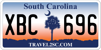 SC license plate XBC696