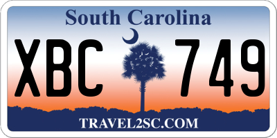 SC license plate XBC749