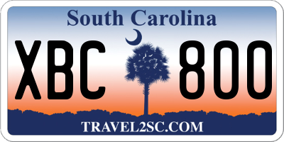 SC license plate XBC800