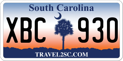 SC license plate XBC930