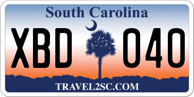 SC license plate XBD040