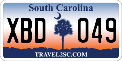 SC license plate XBD049