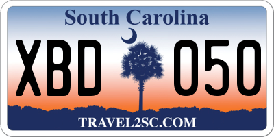 SC license plate XBD050