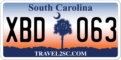 SC license plate XBD063