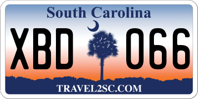 SC license plate XBD066