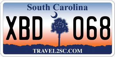 SC license plate XBD068