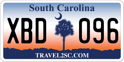 SC license plate XBD096