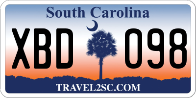 SC license plate XBD098
