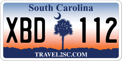 SC license plate XBD112