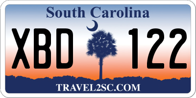 SC license plate XBD122
