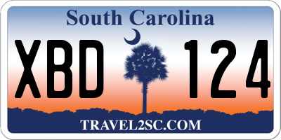 SC license plate XBD124