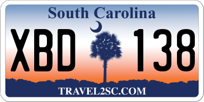 SC license plate XBD138