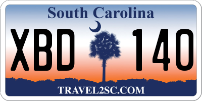 SC license plate XBD140