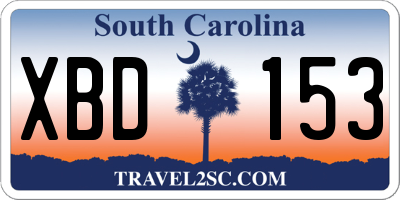 SC license plate XBD153
