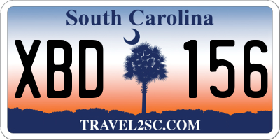 SC license plate XBD156