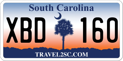 SC license plate XBD160