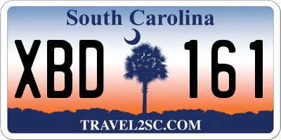 SC license plate XBD161