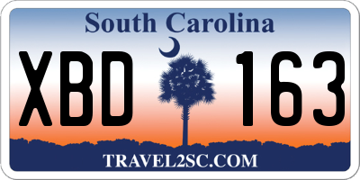 SC license plate XBD163