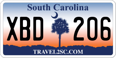 SC license plate XBD206