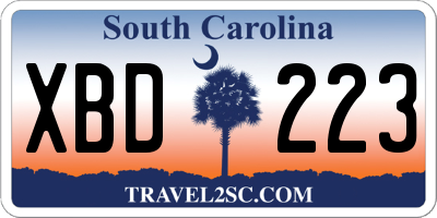 SC license plate XBD223