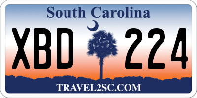 SC license plate XBD224