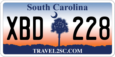 SC license plate XBD228