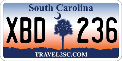 SC license plate XBD236