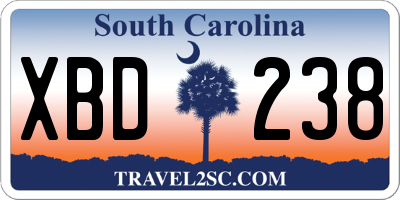 SC license plate XBD238