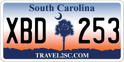 SC license plate XBD253