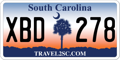 SC license plate XBD278