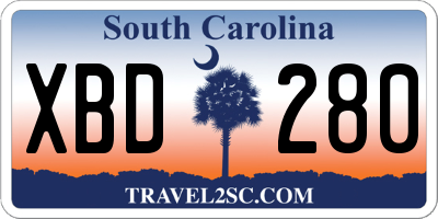 SC license plate XBD280