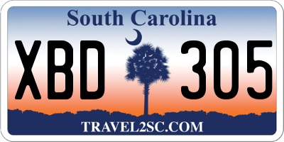 SC license plate XBD305