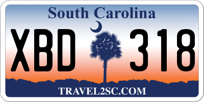 SC license plate XBD318