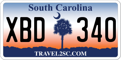SC license plate XBD340