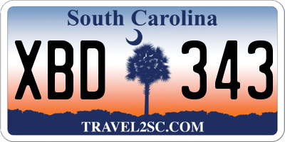 SC license plate XBD343