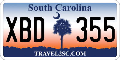 SC license plate XBD355