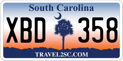 SC license plate XBD358