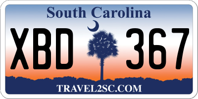 SC license plate XBD367