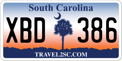 SC license plate XBD386