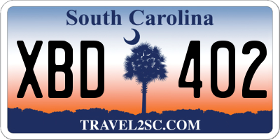 SC license plate XBD402
