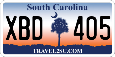 SC license plate XBD405