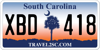 SC license plate XBD418