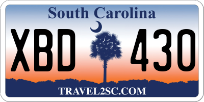 SC license plate XBD430
