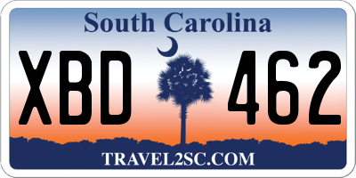 SC license plate XBD462